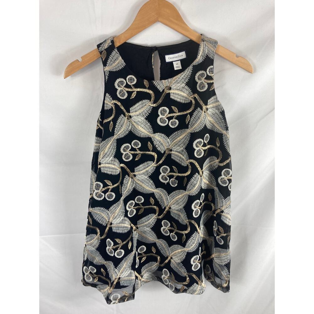 Charter Club Embroidered Sleeveless Top XS - Picture 3 of 6